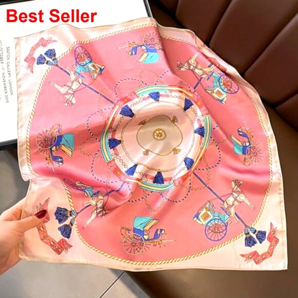 100% Mulberry Silk Square Scarf for Neck or Hair - Picture 4 of 7